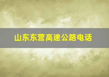 山东东营高速公路电话