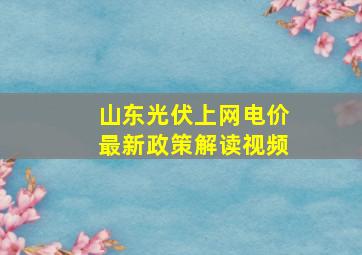 山东光伏上网电价最新政策解读视频