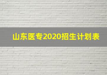 山东医专2020招生计划表