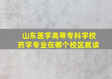 山东医学高等专科学校药学专业在哪个校区就读