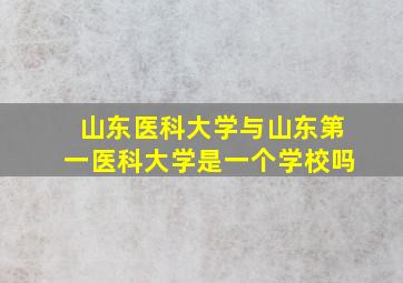 山东医科大学与山东第一医科大学是一个学校吗