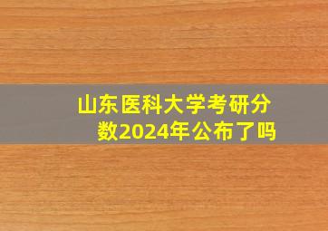 山东医科大学考研分数2024年公布了吗