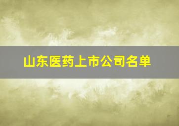 山东医药上市公司名单