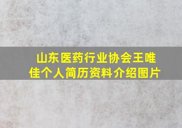 山东医药行业协会王唯佳个人简历资料介绍图片