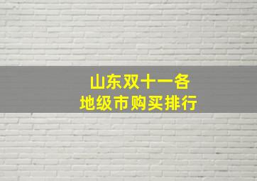 山东双十一各地级市购买排行