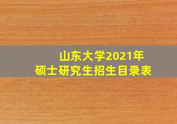 山东大学2021年硕士研究生招生目录表