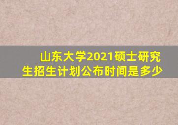 山东大学2021硕士研究生招生计划公布时间是多少