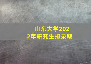 山东大学2022年研究生拟录取