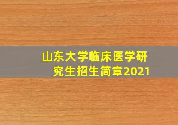 山东大学临床医学研究生招生简章2021