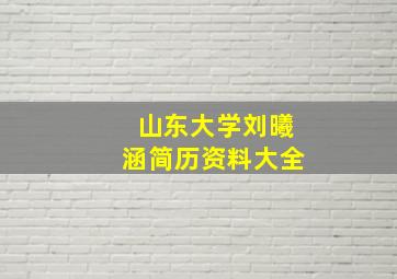 山东大学刘曦涵简历资料大全