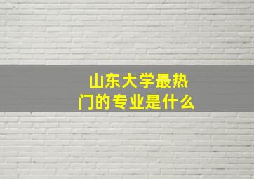 山东大学最热门的专业是什么