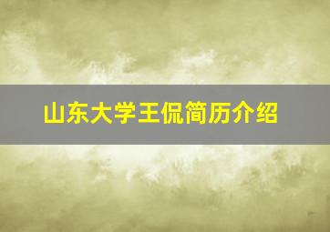 山东大学王侃简历介绍