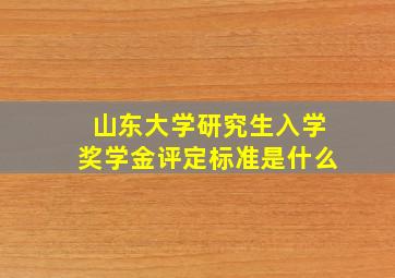 山东大学研究生入学奖学金评定标准是什么