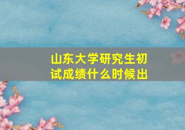 山东大学研究生初试成绩什么时候出