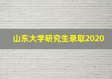 山东大学研究生录取2020