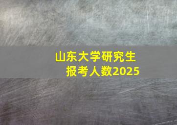 山东大学研究生报考人数2025