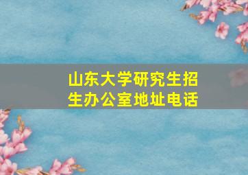 山东大学研究生招生办公室地址电话