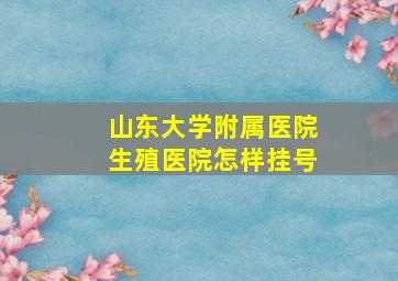 山东大学附属医院生殖医院怎样挂号