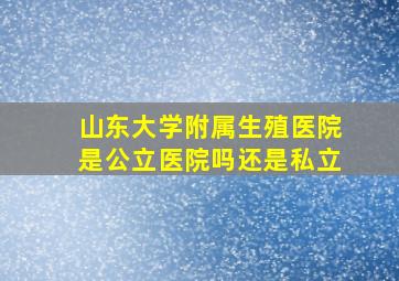 山东大学附属生殖医院是公立医院吗还是私立