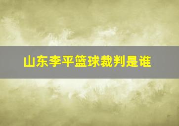 山东李平篮球裁判是谁