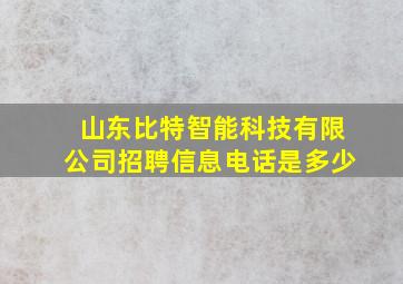 山东比特智能科技有限公司招聘信息电话是多少