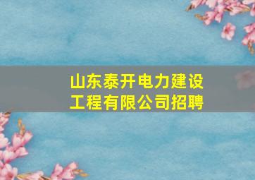 山东泰开电力建设工程有限公司招聘