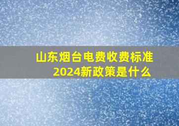 山东烟台电费收费标准2024新政策是什么