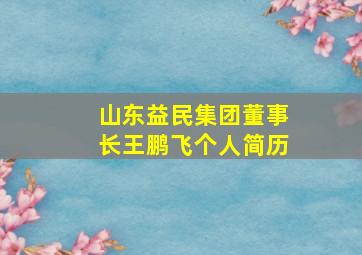 山东益民集团董事长王鹏飞个人简历