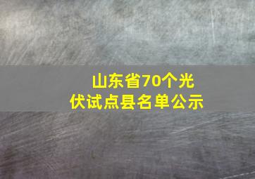 山东省70个光伏试点县名单公示