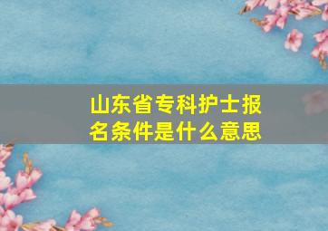 山东省专科护士报名条件是什么意思