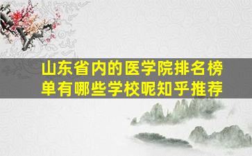 山东省内的医学院排名榜单有哪些学校呢知乎推荐