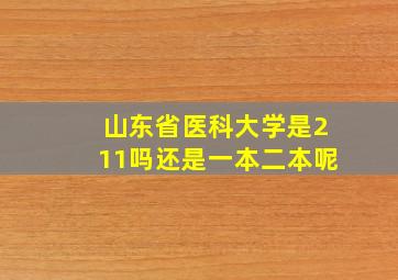 山东省医科大学是211吗还是一本二本呢