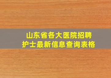 山东省各大医院招聘护士最新信息查询表格