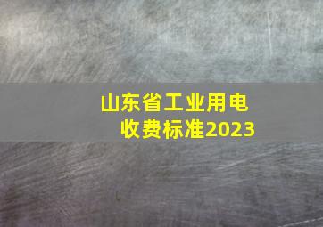 山东省工业用电收费标准2023