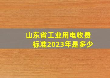 山东省工业用电收费标准2023年是多少