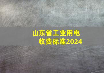 山东省工业用电收费标准2024