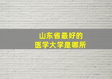 山东省最好的医学大学是哪所