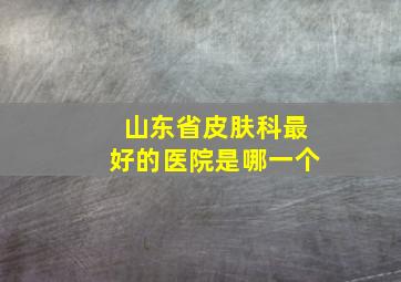 山东省皮肤科最好的医院是哪一个