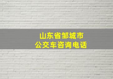 山东省邹城市公交车咨询电话