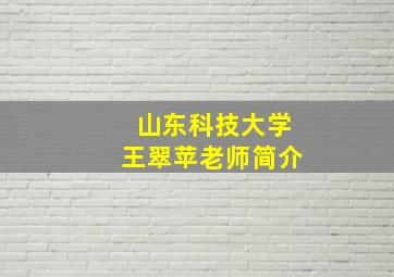 山东科技大学王翠苹老师简介