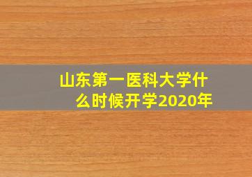 山东第一医科大学什么时候开学2020年