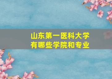 山东第一医科大学有哪些学院和专业