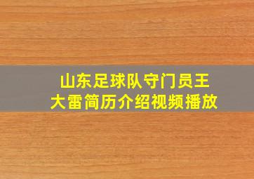 山东足球队守门员王大雷简历介绍视频播放