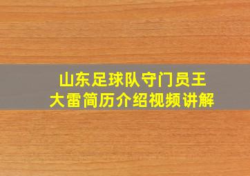 山东足球队守门员王大雷简历介绍视频讲解