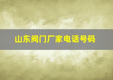 山东阀门厂家电话号码