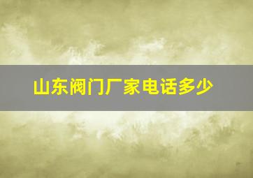 山东阀门厂家电话多少