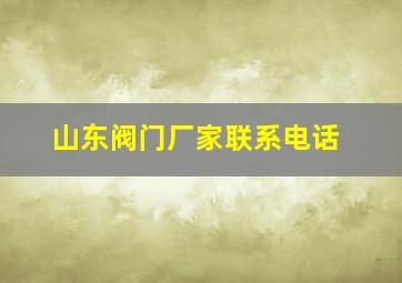 山东阀门厂家联系电话