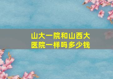 山大一院和山西大医院一样吗多少钱