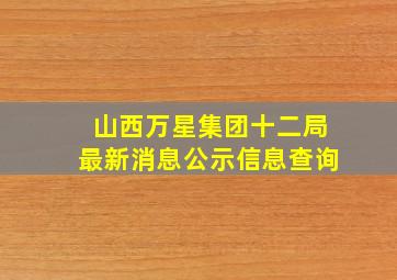 山西万星集团十二局最新消息公示信息查询