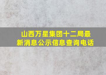 山西万星集团十二局最新消息公示信息查询电话